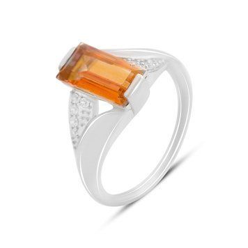 Срібна каблучка з Натуральним золотим кварцом 2.783ct, фіанітами, вага виробу 4,02 гр (2165798) 18.5 розмір 2165798 фото