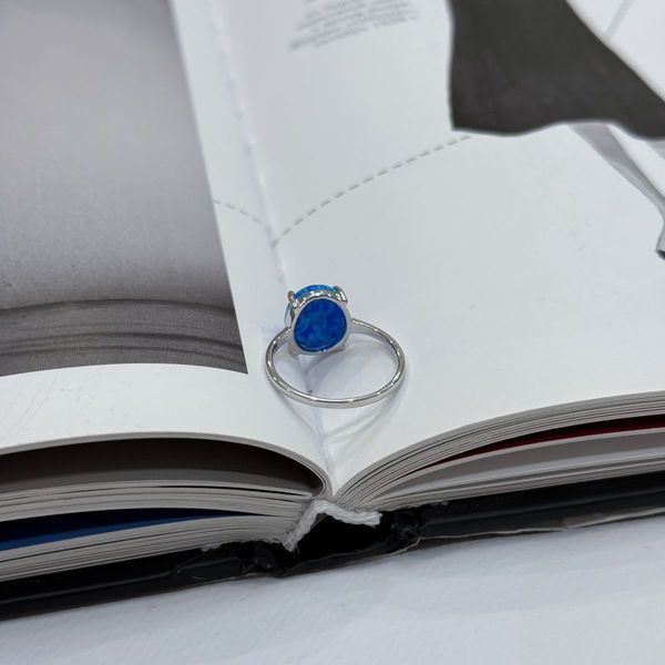 Серебряное кольцо с опалом 1.8ct, вес изделия 2,11 гр (2024132) 17.5 размер 2024132 фото