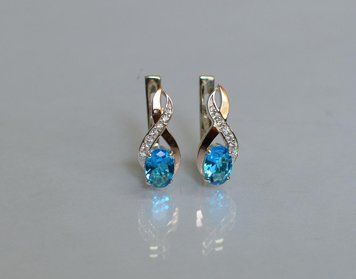Серебряные серьги с золотыми вставками 2795762298 фото