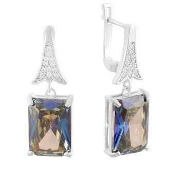 Срібні сережки з містик топазом 24.12ct (2163831) 2163831 фото