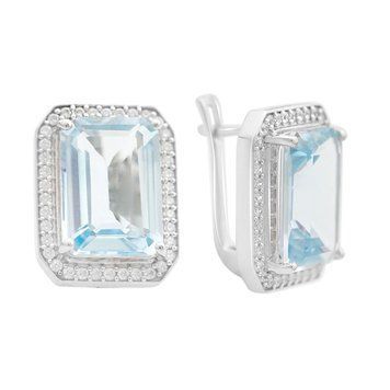 Срібні сережки з натуральним топазом 18.54ct (2167754) 2167754 фото