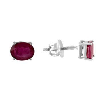 Срібні сережки з натуральним рубіном 3.587ct (2105909) 2105909 фото
