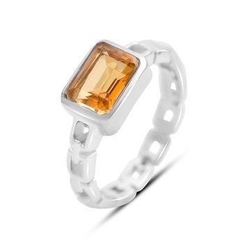 Срібна каблучка з Натуральним золотим кварцом 1.725ct, вага виробу 3,56 гр (2165804) 17.5 розмір 2165804 фото
