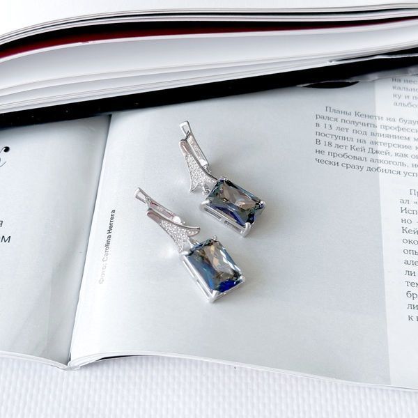 Серебряные серьги с мистик топазом 24.12ct (2163831) 2163831 фото