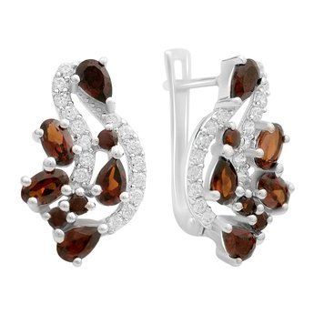 Срібні сережки з натуральним гранатом 4.472ct (2171546) 2171546 фото