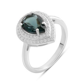Срібні сережки з топазом Лондон Блю 4.428ct, фіанітами (2178088) 2178088 фото