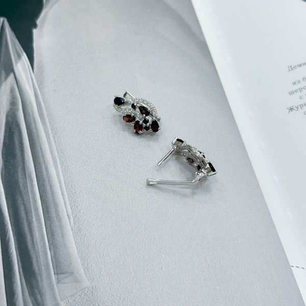 Срібні сережки з натуральним гранатом 4.472ct (2171546) 2171546 фото