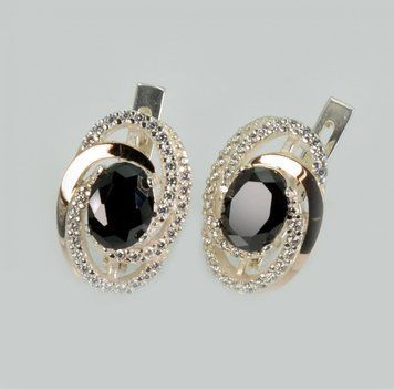 Серебряные серьги с золотыми пластинами 2795762236 фото
