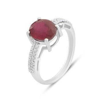 Серебряное кольцо с натуральным рубином 3.471ct, вес изделия 3,21 гр (2157977) 18 размер 2157977 фото