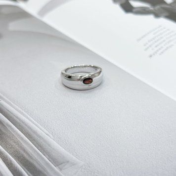 Серебряное кольцо с натуральным гранатом 0.6ct, вес изделия 5,74 гр (2171553) 18 размер 2171553 фото