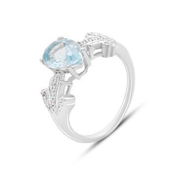 Серебряное кольцо с натуральным топазом 2.593ct, фианитами, вес изделия 3,49 гр (2152095) 17 размер 2152095 фото