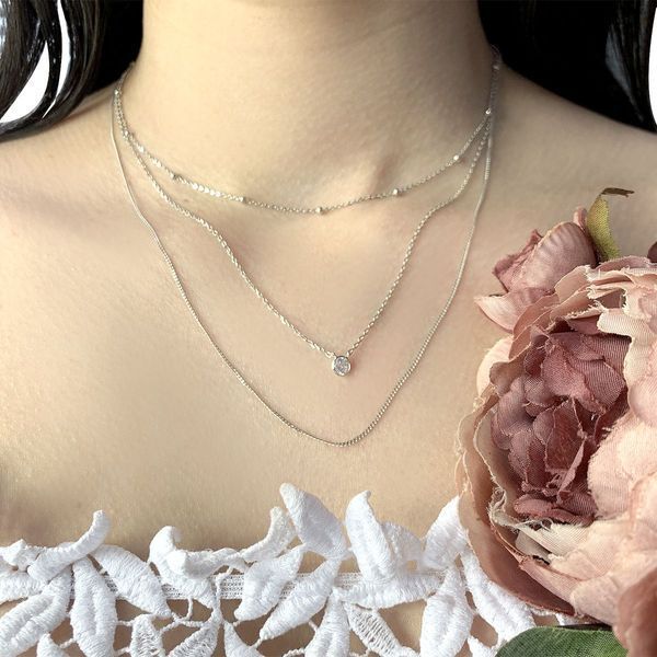 Серебряное колье с фианитами, вес изделия 5,06 гр (2005780) 480 размер 2005780 фото