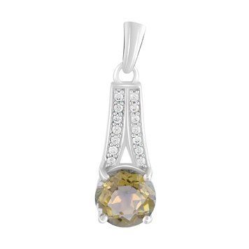 Срібна підвіска з цитрином nano 1.8ct, фіанітами (2123125) 2123125 фото