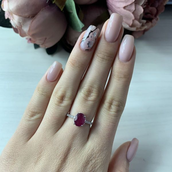 Серебряное кольцо с натуральным рубином 2.92ct, вес изделия 2,1 гр (1231333) 18.5 размер 1231333 фото