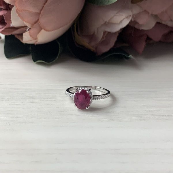 Серебряное кольцо с натуральным рубином 2.92ct, вес изделия 2,1 гр (1231333) 18.5 размер 1231333 фото
