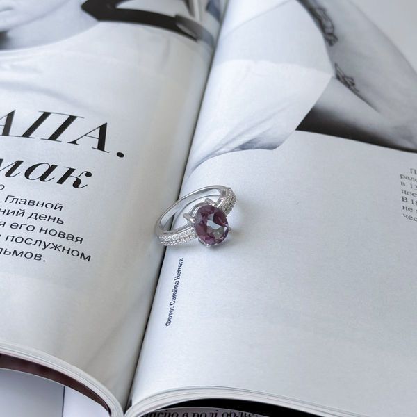 Серебряное кольцо с александритом 3.619ct, вес изделия 3,55 гр (2157991) 18.5 размер 2157991 фото