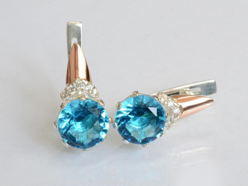 Серебряные серьги с золотыми пластинами 2795762237 фото