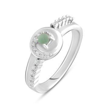 Серебряное кольцо с натуральным изумрудом 0.1ct, вес изделия 3,23 гр (2106258) 18 размер 2106258 фото