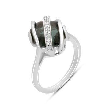 Срібна каблучка з топазом Лондон Блю 3.938ct, фіанітами, вага виробу 4,43 гр (2178231) 17.5 розмір 2178231 фото