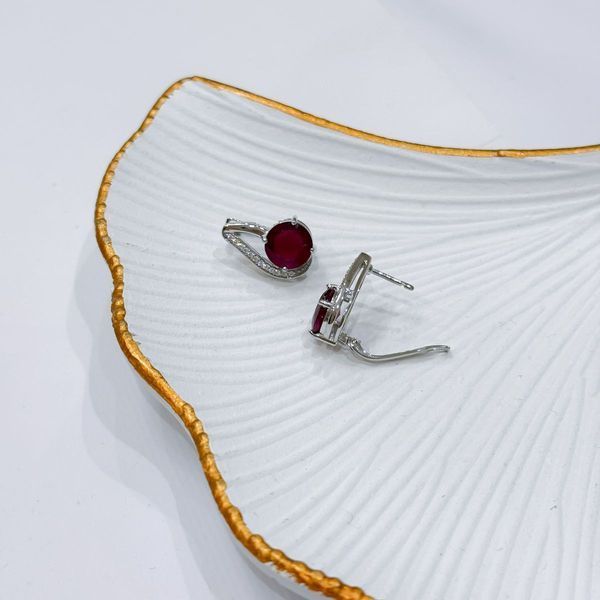 Серебряные серьги с натуральным рубином 2.527ct (2172567) 2172567 фото
