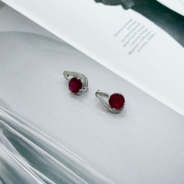 Серебряные серьги с натуральным рубином 2.527ct (2172567) 2172567 фото