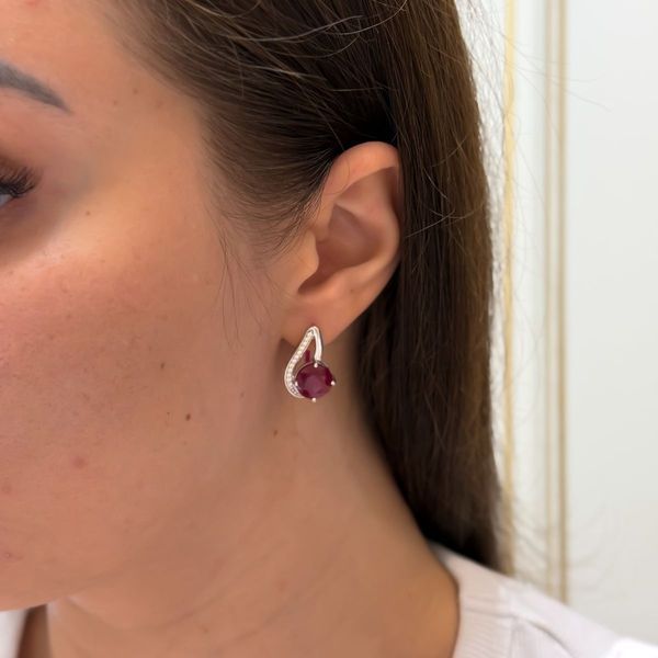 Серебряные серьги с натуральным рубином 2.527ct (2172567) 2172567 фото