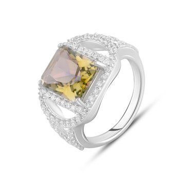 Срібна каблучка з цитрином nano 3.577ct, фіанітами, вага виробу 3,84 гр (2123170) 16 розмір 2123170 фото
