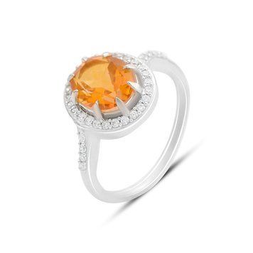 Срібна каблучка з Натуральним золотим кварцом 2.973ct, фіанітами, вага виробу 3,46 гр (2165866) 17 розмір 2165866 фото