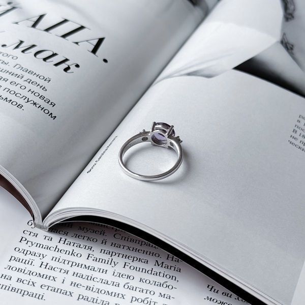 Срібна каблучка з натуральним аметистом 1.657ct, вага виробу 2,64 гр (2024323) 18 розмір 2024323 фото