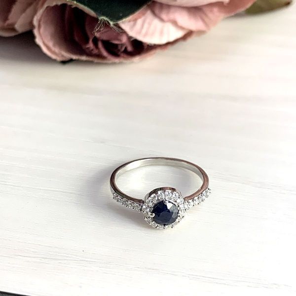Серебряное кольцо с натуральным сапфиром 1.065ct, вес изделия 1,6 гр (1236611) 17.5 размер 1236611 фото
