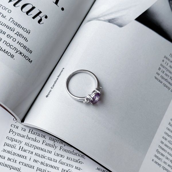 Срібна каблучка з натуральним аметистом 1.657ct, вага виробу 2,64 гр (2024323) 18 розмір 2024323 фото