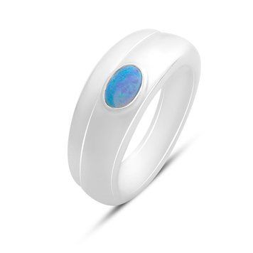Срібна каблучка з опалом 0.2ct, вага виробу 5,09 гр (2169987) 17 розмір 2169987 фото