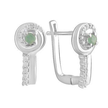 Срібні сережки з натуральним смарагдом 0.19ct (2106265) 2106265 фото