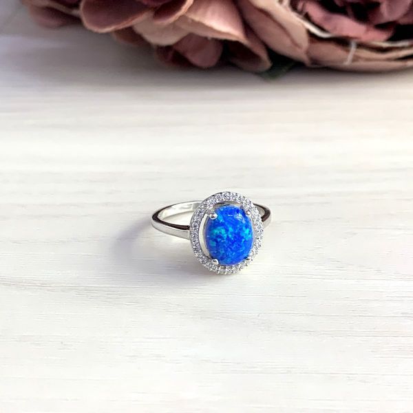 Серебряное кольцо с опалом 1.175ct, вес изделия 2,56 гр (2045113) 17.5 размер 2045113 фото