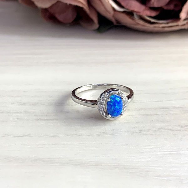 Серебряное кольцо с опалом 0.56ct, вес изделия 2,27 гр (1948231) 17.5 размер 1948231 фото