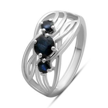 Срібна каблучка з натуральним сапфіром 0.938ct, вага виробу 3 гр (2178699) 17.5 розмір 2178699 фото