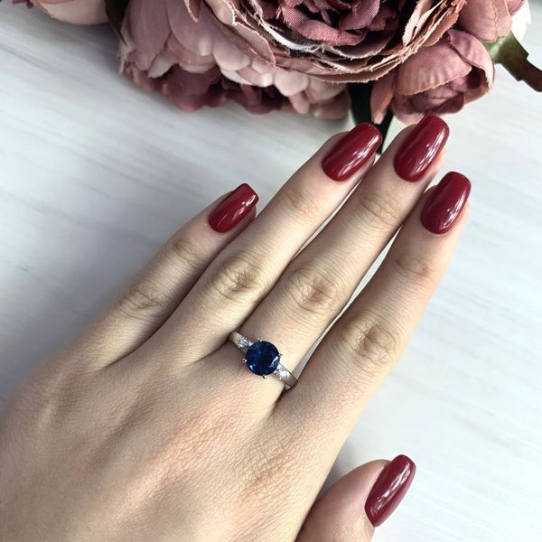 Срібна каблучка з топазом Лондон Блю 1.642ct, вага виробу 2,62 гр (2024644) 17 розмір 2024644 фото