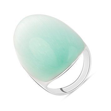 Серебряное кольцо с кошачьим глазом, вес изделия 19,83 гр (2046813) 17 размер 2046813 фото