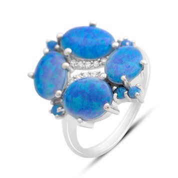 Срібна каблучка з опалом 2.598ct, фіанітами, вага виробу 3,46 гр (2170075) 17.5 розмір 2170075 фото
