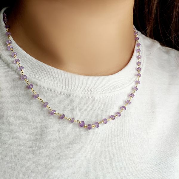 Серебряное колье с натуральным аметистом 18.469ct, вес изделия 7,73 гр (2126249) 450500 размер 2126249 фото