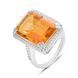 Серебряное кольцо с Натуральным золотим кварцем 15.478ct, фианитами, вес изделия 8,61 гр (2165880) 17.5 размер 2165880 фото 1
