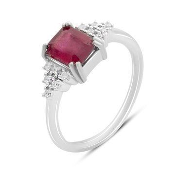 Серебряное кольцо с натуральным рубином 2.511ct, фианитами, вес изделия 2,93 гр (2165163) 18 размер 2165163 фото
