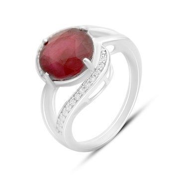 Серебряное кольцо с натуральным рубином 5.815ct, вес изделия 5,07 гр (2159605) 18 размер 2159605 фото