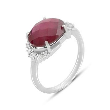 Серебряное кольцо с натуральным рубином 6.576ct, вес изделия 3,82 гр (2153054) 18 размер 2153054 фото