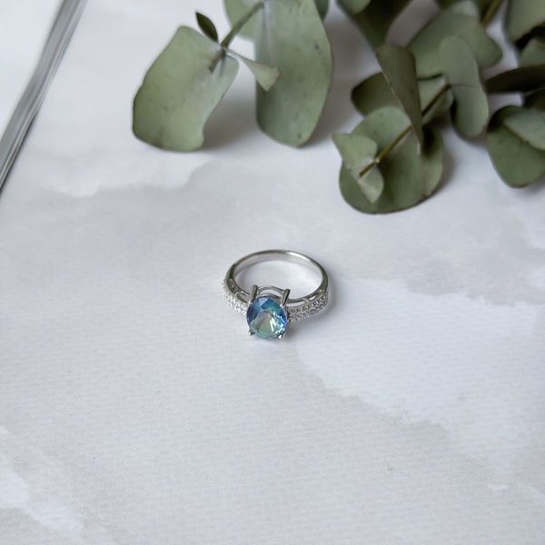 Серебряное кольцо с мистик топазом 2.194ct, вес изделия 2,99 гр (1913178) 17.5 размер 1913178 фото