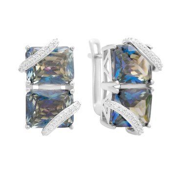Серебряные серьги с мистик топазом 21.949ct (2150787) 2150787 фото