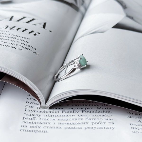 Срібна каблучка з натуральним смарагдом 1.45ct, вага виробу 2,74 гр (2150947) 17 розмір 2150947 фото