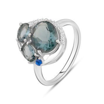 Срібна каблучка з топазом Лондон Блю 3.014ct, вага виробу 3,61 гр (2127420) 18 розмір 2127420 фото