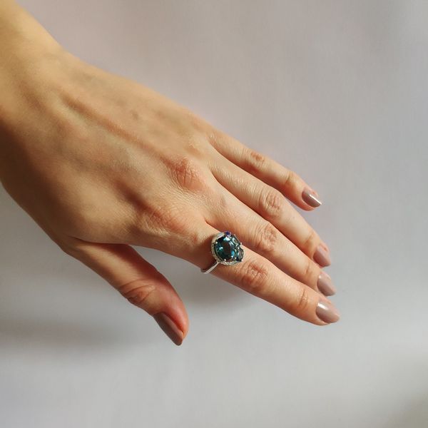 Серебряное кольцо с топазом Лондон Блю 3.014ct, вес изделия 3,61 гр (2127420) 18 размер 2127420 фото