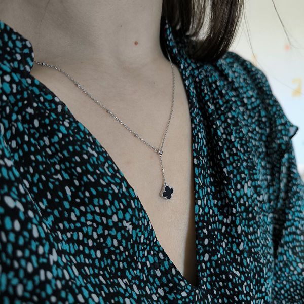 Серебряное колье с натуральным ониксом, вес изделия 3,2 гр (60002134) 450500 размер 2182719b фото